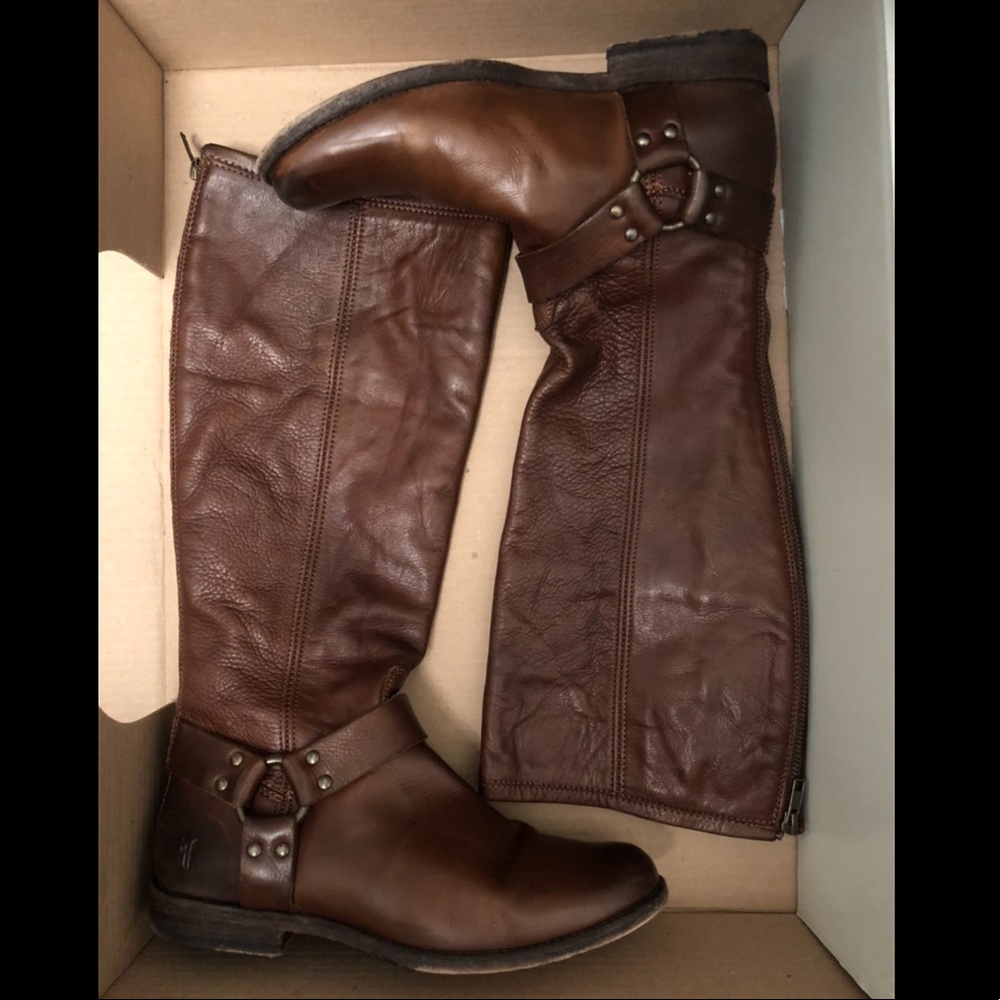 Frye Boots- Phillip harness tall, cognac, size 9M